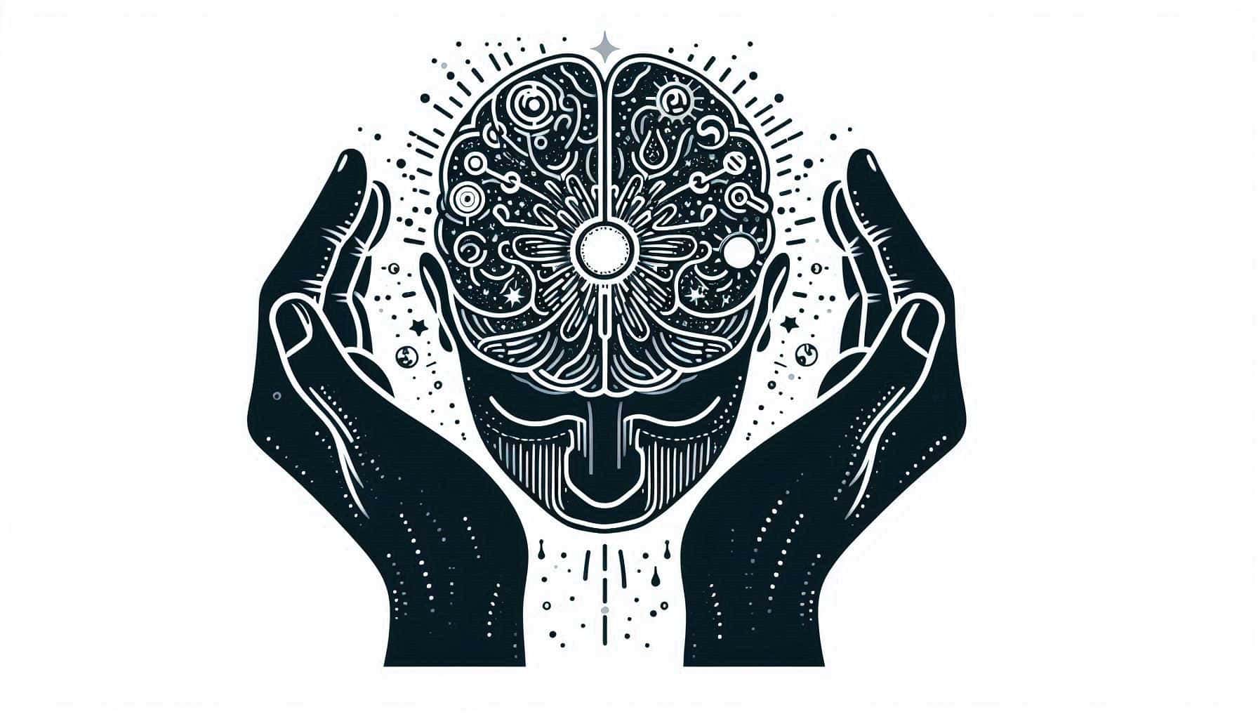 An illustration of hands holding a brain